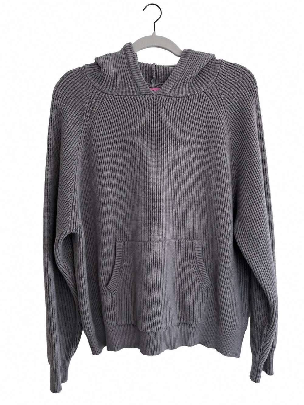 Edikted Rib Knit Hoodie Sweater Gray Size Large Women’s Minimalist Casual